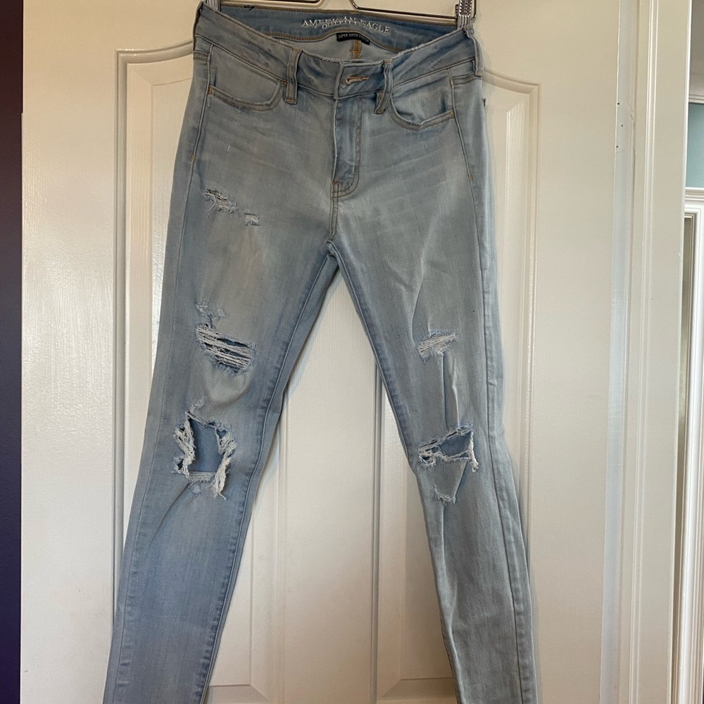 American eagle high rise skinny ripped jeans